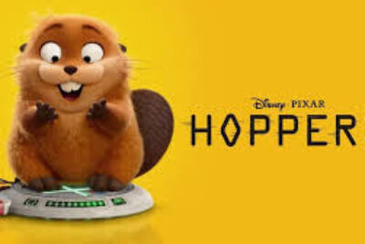 Hoppers movie cover of an animated beaver.